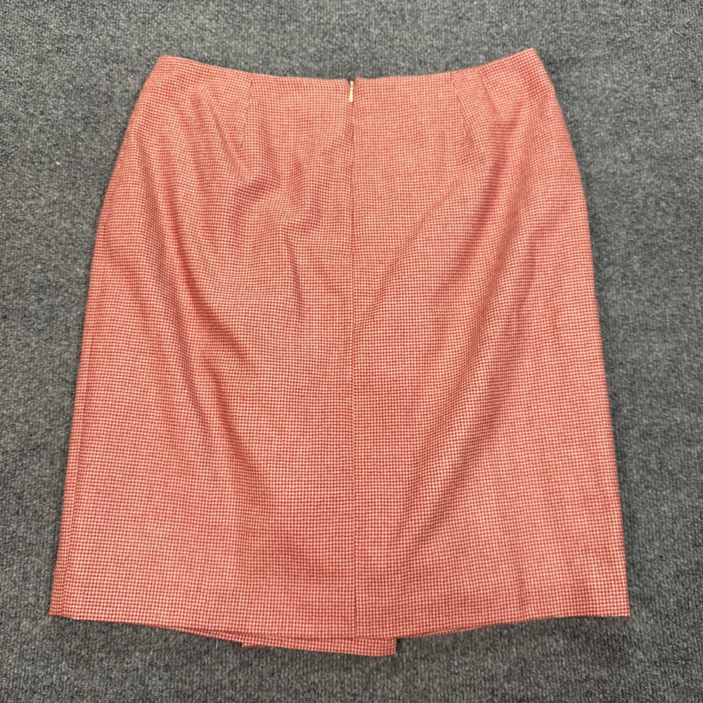 Loro Piana Brooks Brothers Wool Houndstooth Skirt Red White Zelander Merino 12 - Picture 5 of 10